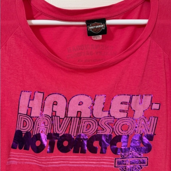 Harley Davidson Women’s Scoop neck LS Pink Staunton logo Basic Top size Large - Picture 5 of 5
